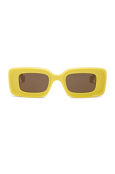 Shop Loewe Rectangular Sunglasses In Yellow