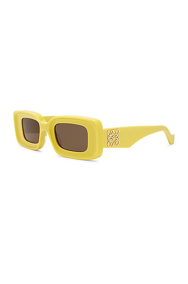 Shop Loewe Rectangular Sunglasses In Yellow
