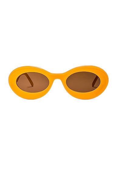 Shop Loewe Paula's Ibiza Oval Sunglasses In Shinny Sunny Yellow