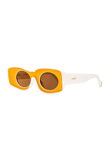 Shop Loewe Paula's Ibiza Rectangle Sunglasses In Shinny Sunny Yellow