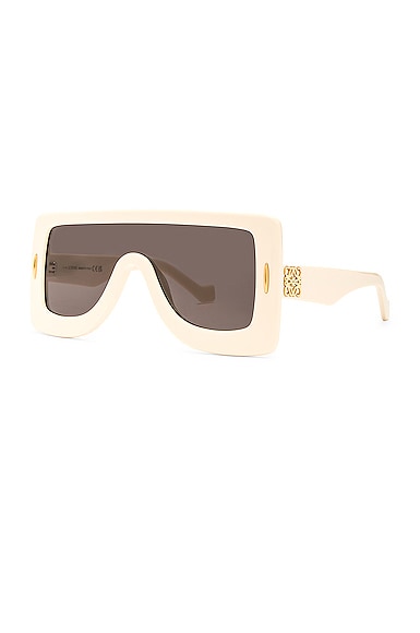 Shop Loewe Square Sunglasses In Shiny Ivory