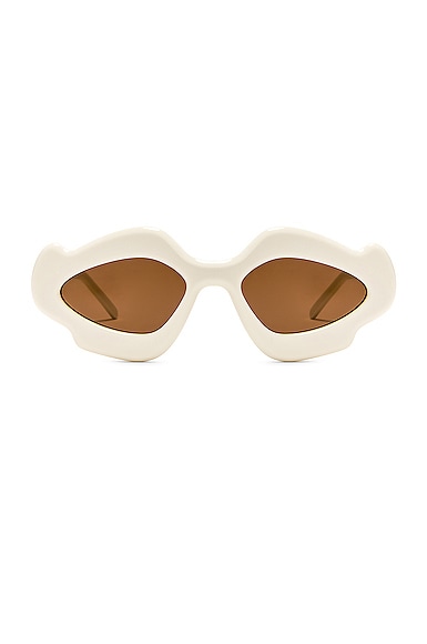 Loewe Paula's Ibiza Geometric Sunglasses In White,brown