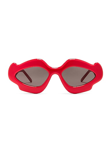Loewe Paula's Ibiza Oval Sunglasses in Shiny Red