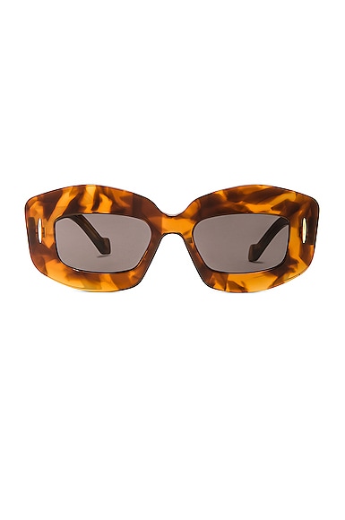 Loewe Rectangle Sunglasses in Shiny Autumnal Havana