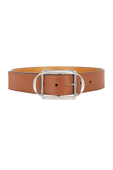 Curved Buckle Belt in Tan