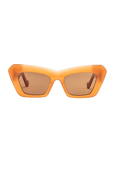 Loewe Acetate Cat Eye Sunglasses in Brown & Orange | FWRD