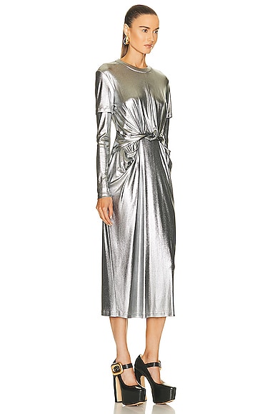 Shop Loewe Draped Dress In Black & Silver