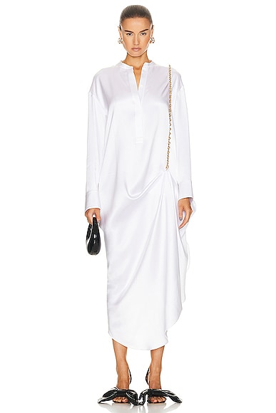 Loewe Chain Long Shirt Dress in Optic White