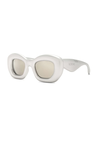 Shop Loewe Inflated Sunglasses In Grey & Smoke Mirror