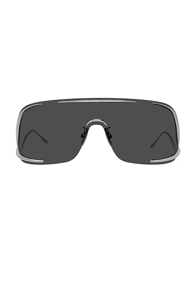 Loewe Shield Sunglasses in Shiny Palladium & Smoke