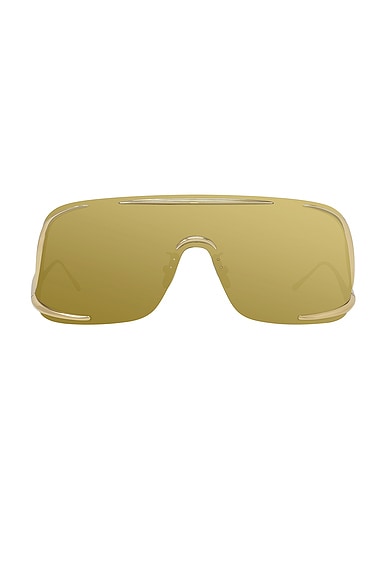 Loewe Shield Sunglasses in Shiny Endura Gold & Brown Mirror