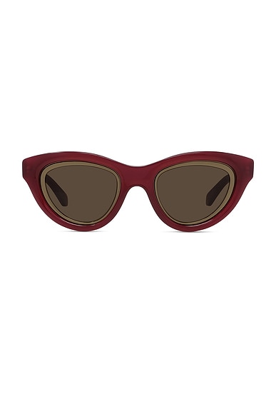 Loewe Cat Eye Sunglasses in Shiny Red & Brown
