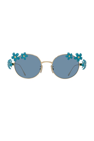 Loewe Signature Sunglasses in Shiny Endura Gold & Blue