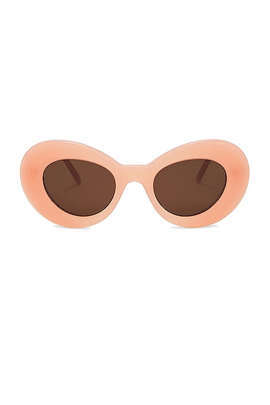 Shop Loewe Curvy Sunglasses In Shiny Pink & Brown