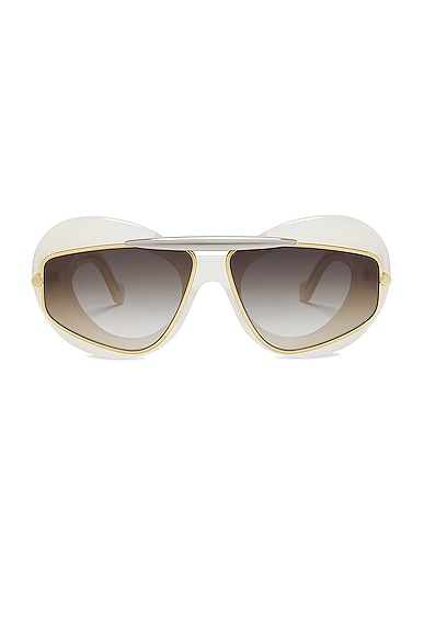 Loewe Double Frame Sunglasses in Ivory & Gradient Brown