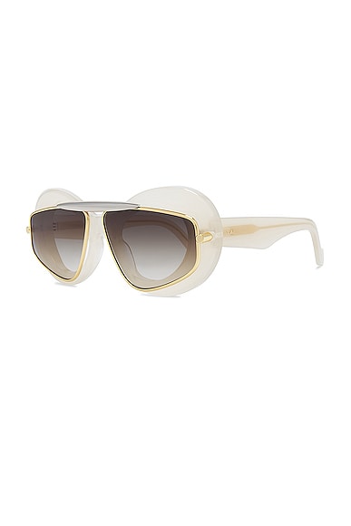 Shop Loewe Double Frame Sunglasses In Ivory & Gradient Brown