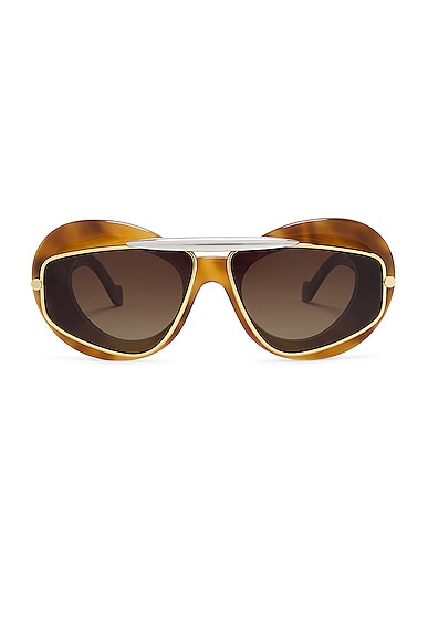 Loewe Double Frame Sunglasses in Blonde Havana & Gradient Brown