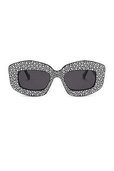 Loewe Chunky Anagram Starry Night Avant Premiere Sunglasses in Shiny Black & Smoke