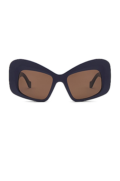 Loewe Anagram Square Sunglasses in Shiny Blue & Brown