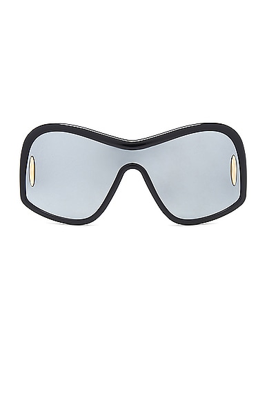 Loewe Shield Sunglasses in Shiny Black & Smoke Mirror