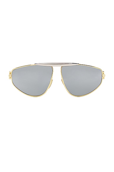 Shop Loewe Metal Sunglasses In Shiny Endura Gold & Smoke Mirror