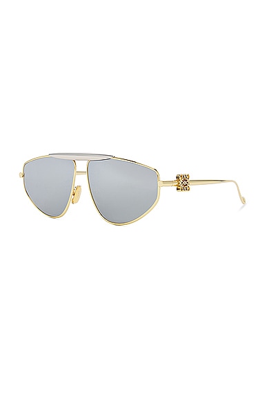 Shop Loewe Metal Sunglasses In Shiny Endura Gold & Smoke Mirror