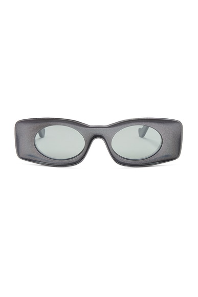 Loewe Rectangular Sunglasses in Black & Blue Mirror