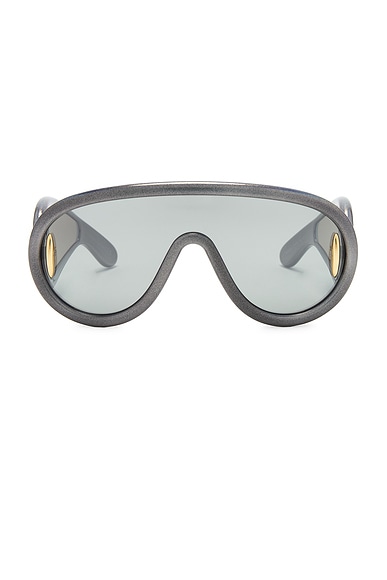 Loewe Shield Sunglasses in Black & Blue Mirror