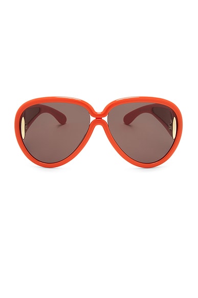 Loewe Shield Sunglasses in Shiny Orange & Brown