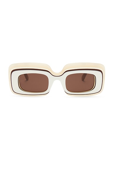 Loewe Rectangular Sunglasses in Ivory & Brown