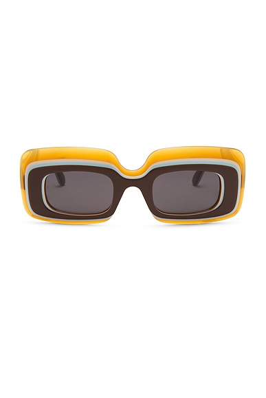 Loewe Rectangular Sunglasses in Light Brown & Smoke
