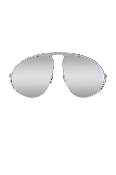 Loewe Aviator Sunglasses in Shiny Palladium & Smoke Mirror