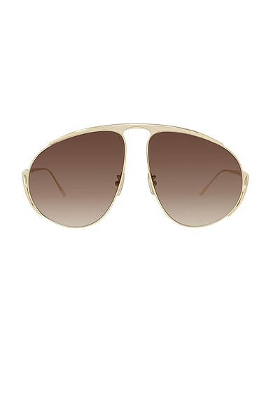 Loewe Aviator Sunglasses in Shiny Endura Gold & Gradient Brown