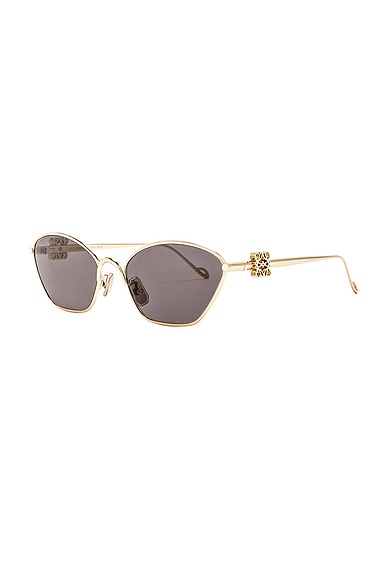 Loewe Metal Sunglasses In Shiny Endura Gold & Smoke