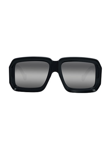 Loewe Square Sunglasses in Shiny Black & Smoke Mirror