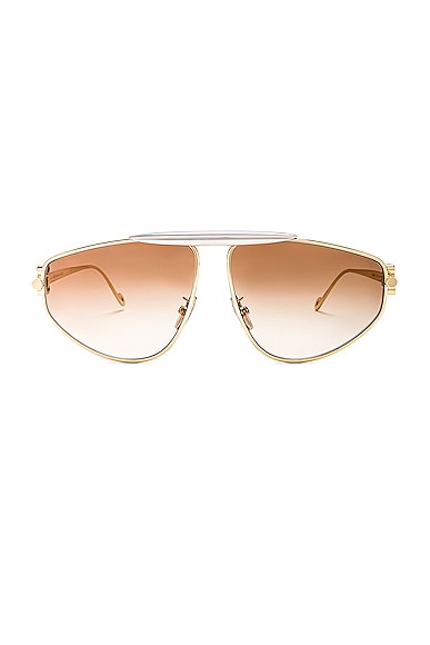 Loewe Metal Sunglasses in Shiny Endura Gold & Gradient Brown