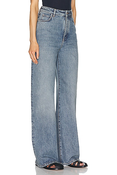 Shop Loewe High Waisted Straight Leg In Washed Blue