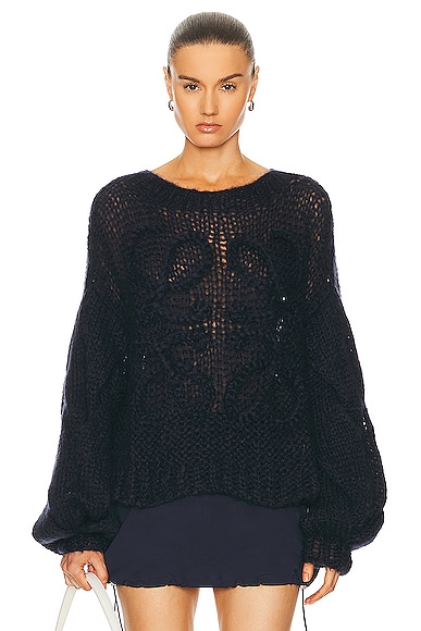 Shop Loewe Anagram Sweater In Dark Navy