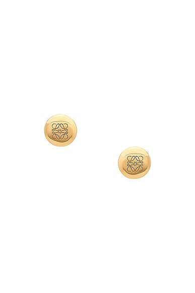 Anagram Pebble Stud Earrings in Metallic Gold