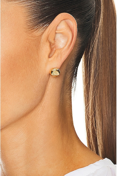Shop Loewe Anagram Pebble Stud Earrings In Gold