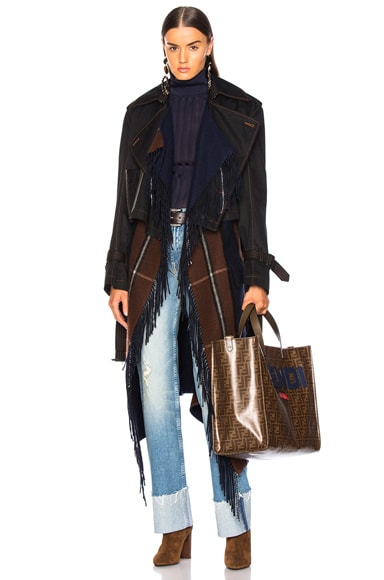 Loewe Blanket Trench Coat in Black Chocolate FWRD