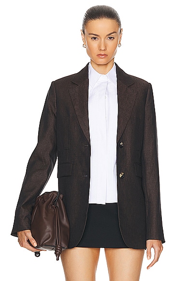 Shop Loewe Tailored Jacket In Dark Brown
