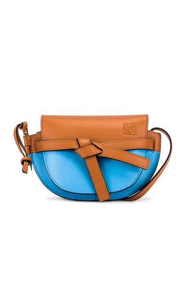 Loewe Gate Colour Block Bag In Tan & Sky Blue