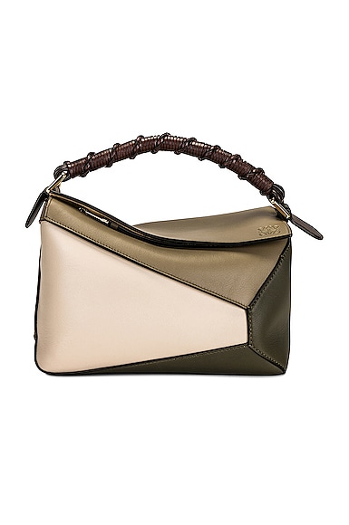 Loewe Puzzle Edge Small Bag in Laurel Green Light Oat FWRD