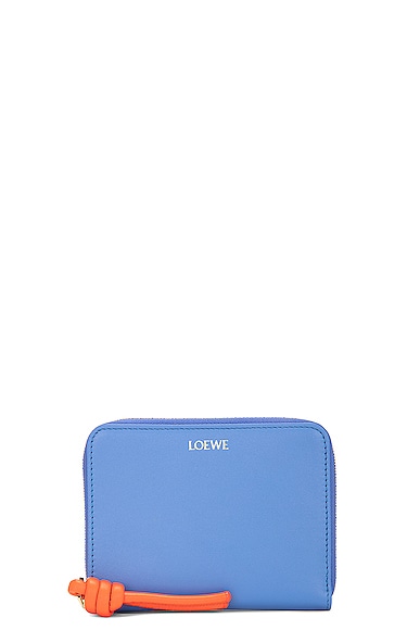 Loewe Leather Knot Zip-around Wallet In Blue,orange