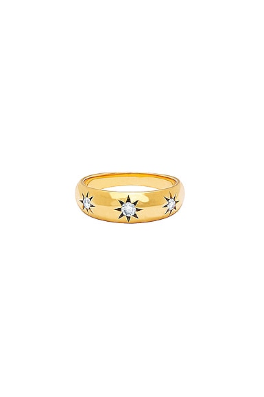 Logan Hollowell Star Set Rounded Ring in Metallic Gold