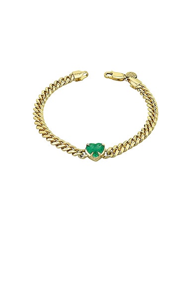 Queen Emerald Heart Cuban Bracelet 6.5