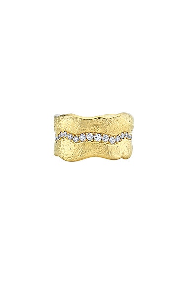 Logan Hollowell Atlantis Single Row Diamond Ring in 18k Yellow Gold & White Diamonds