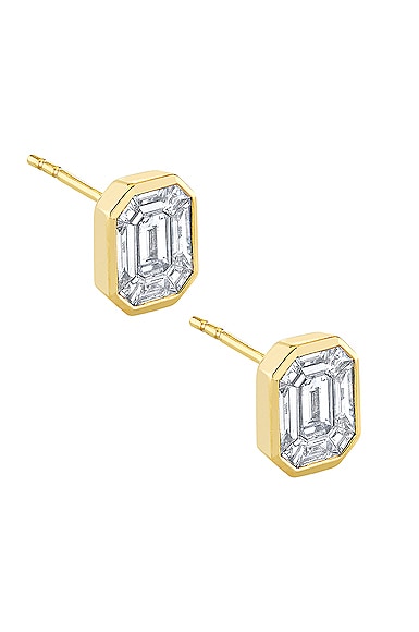 Logan Hollowell Mosaic Diamond Emerald Cut Stud Earrings in 14k Yellow Gold
