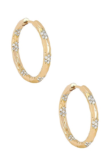 Sevenfold Diamond Large Hoop Earrings in Metallic Gold